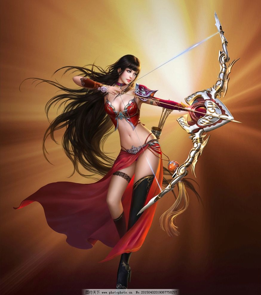 美女弓箭手 手绘美女 板绘 数字绘画 唯美 女神 游戏美女 艺术