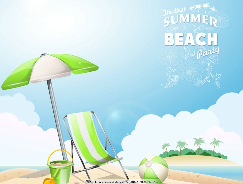 卡通夏日海滩图片,阳光海滩 沙滩 椰树 海滩风景