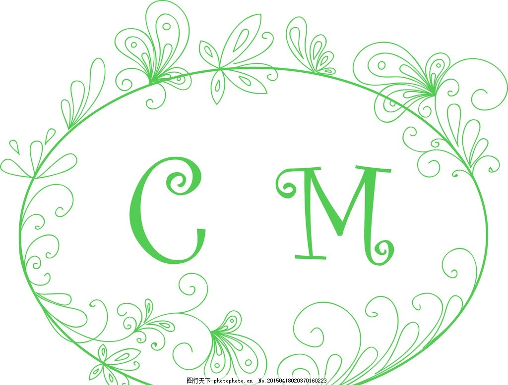婚礼 婚礼logo 绿色 森系 欧式花纹 设计 底纹边框 花边花纹 cdr