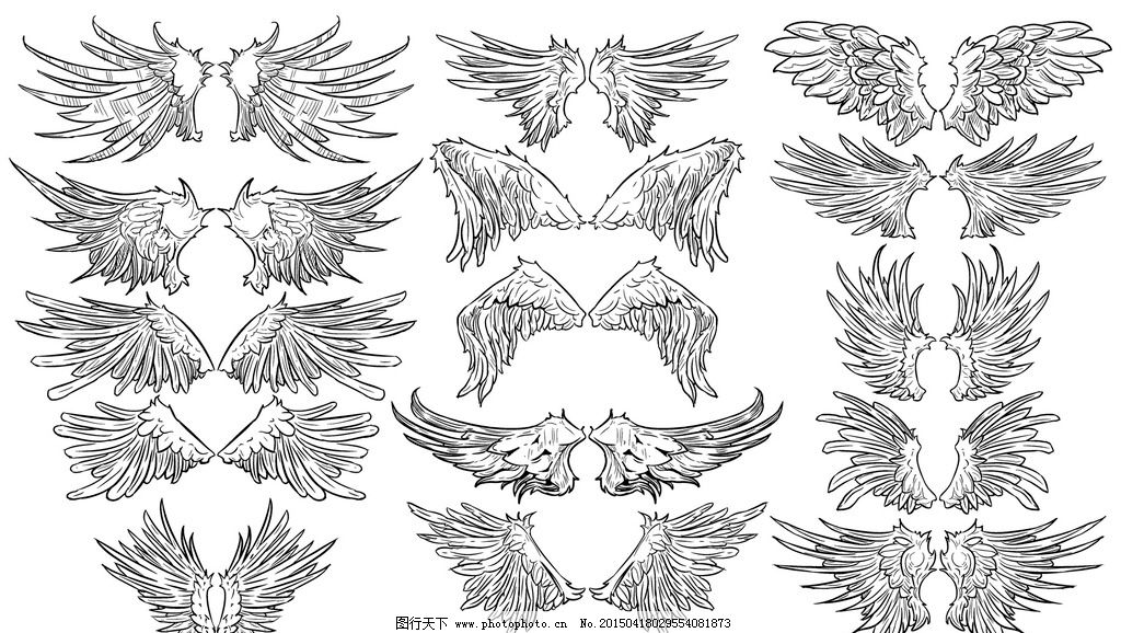 翅膀 纹身稿内容图片分享