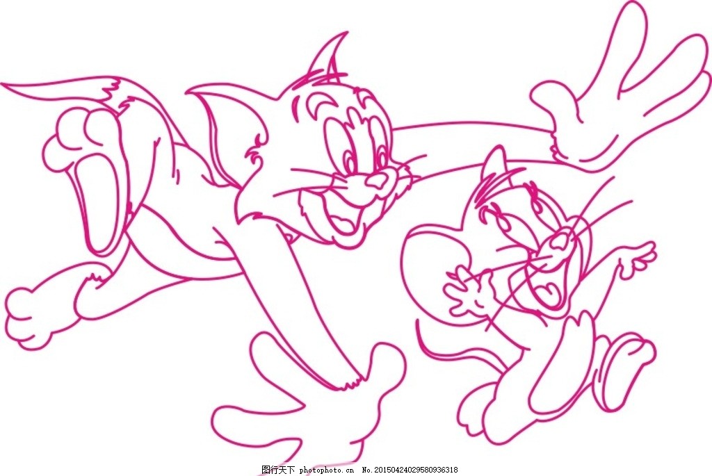猫和老鼠,杰利 卡通 汤姆 可爱 矢量 设计元素-图