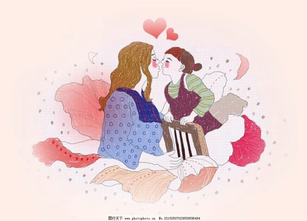 母亲和女儿剪影 母亲节海报 感恩母亲 母亲素描 慈祥母亲 广告设计
