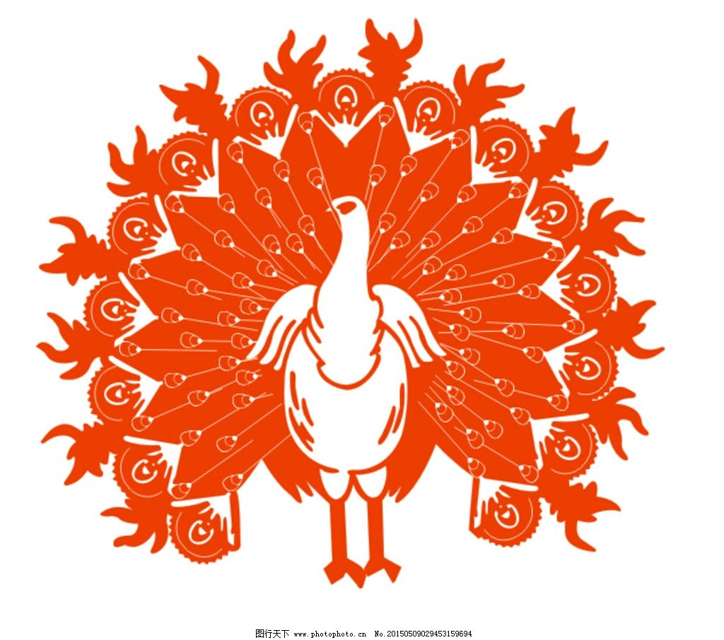 孔雀 开屏 美丽的孔雀 红色 花纹 设计 广告设计 logo设计 cdr图片