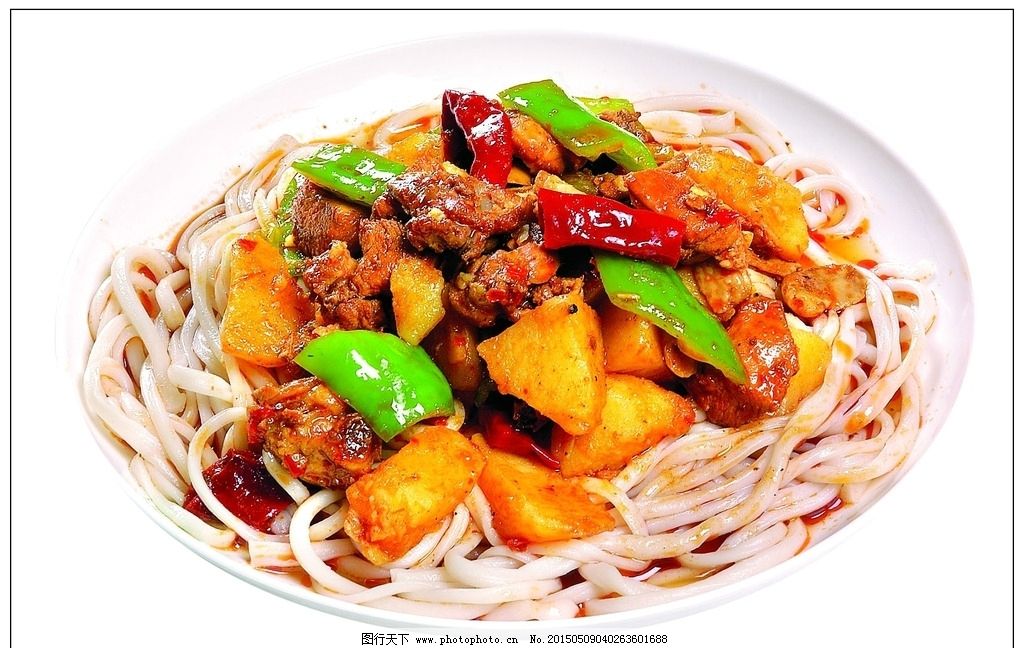 大盘鸡拌面图片