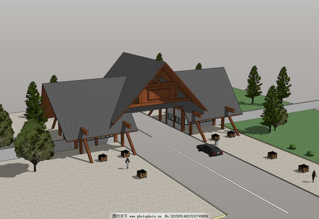 仿古入口建筑图片_其他_3D设计_图行天下图库