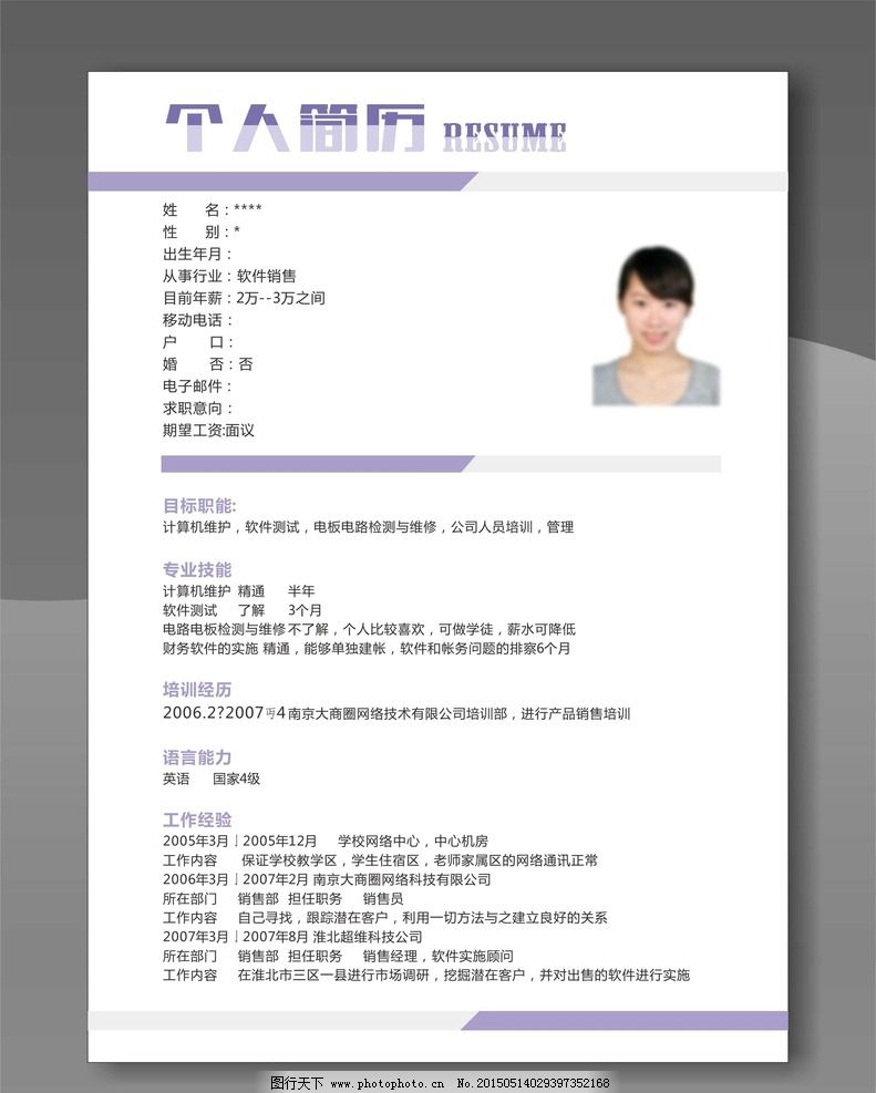 创意简历 求职简历 毕业简历 精美简历 大学生简历 个人简历模板 个人图片