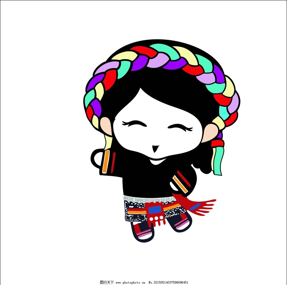 少数民族 小女孩 女孩 藏族 可爱 卡通 小孩 起舞 民族风 设计 文化