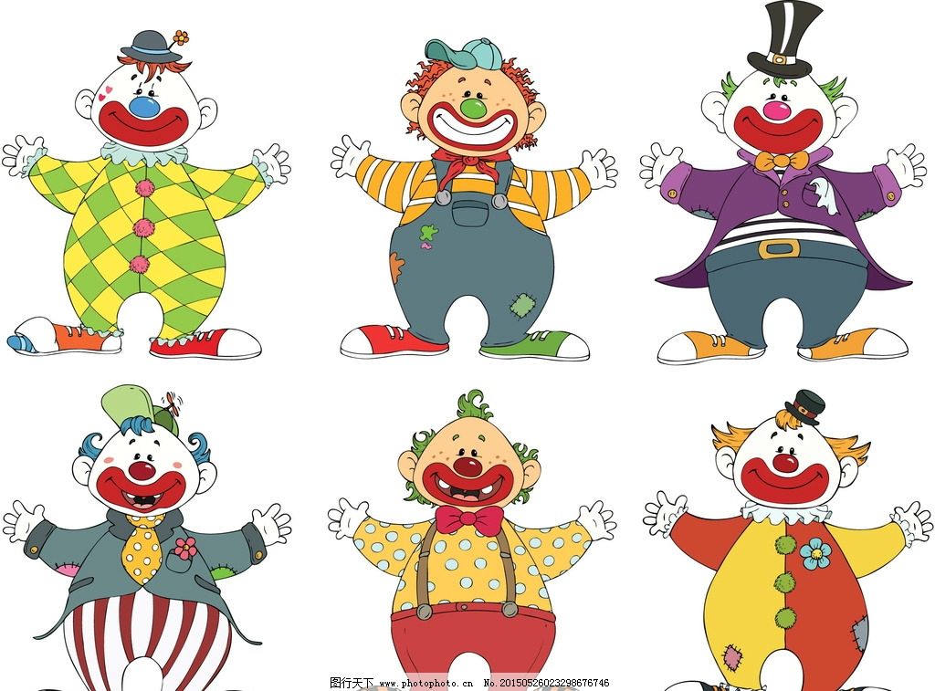 小丑 手绘 马戏团 可爱 滑稽 职业人物 动漫 矢量人物 卡通设计 矢量