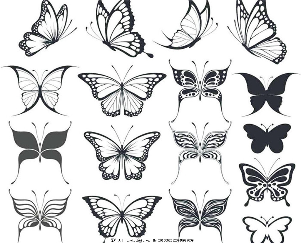 黑白色的蝴蝶图片素材_免费下载_svg图片格式_高清图片400034092_摄图网