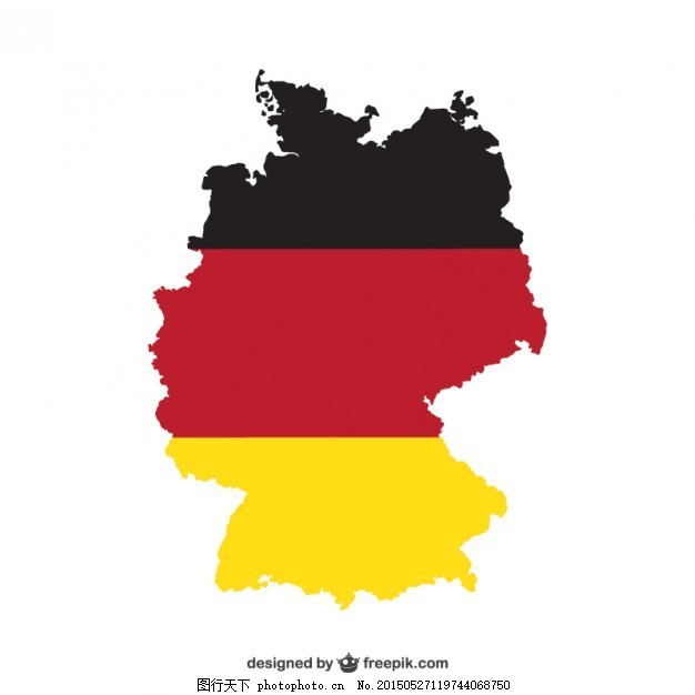 德国地图和国家颜色 德国国旗 剪影 白色图片