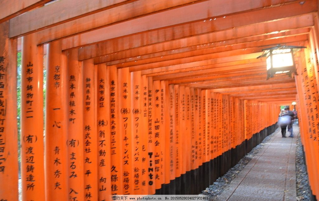 稻荷图片,日本 京都 稻荷大社 鸟居 长廊 旅游 景