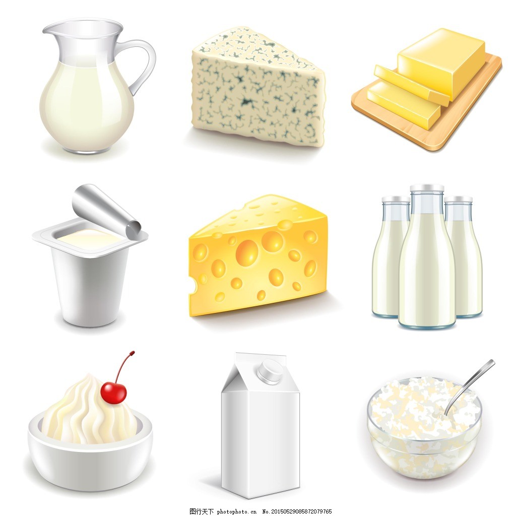 美味的奶制品,牛奶 奶酪 酸奶 白色-图行天下图库