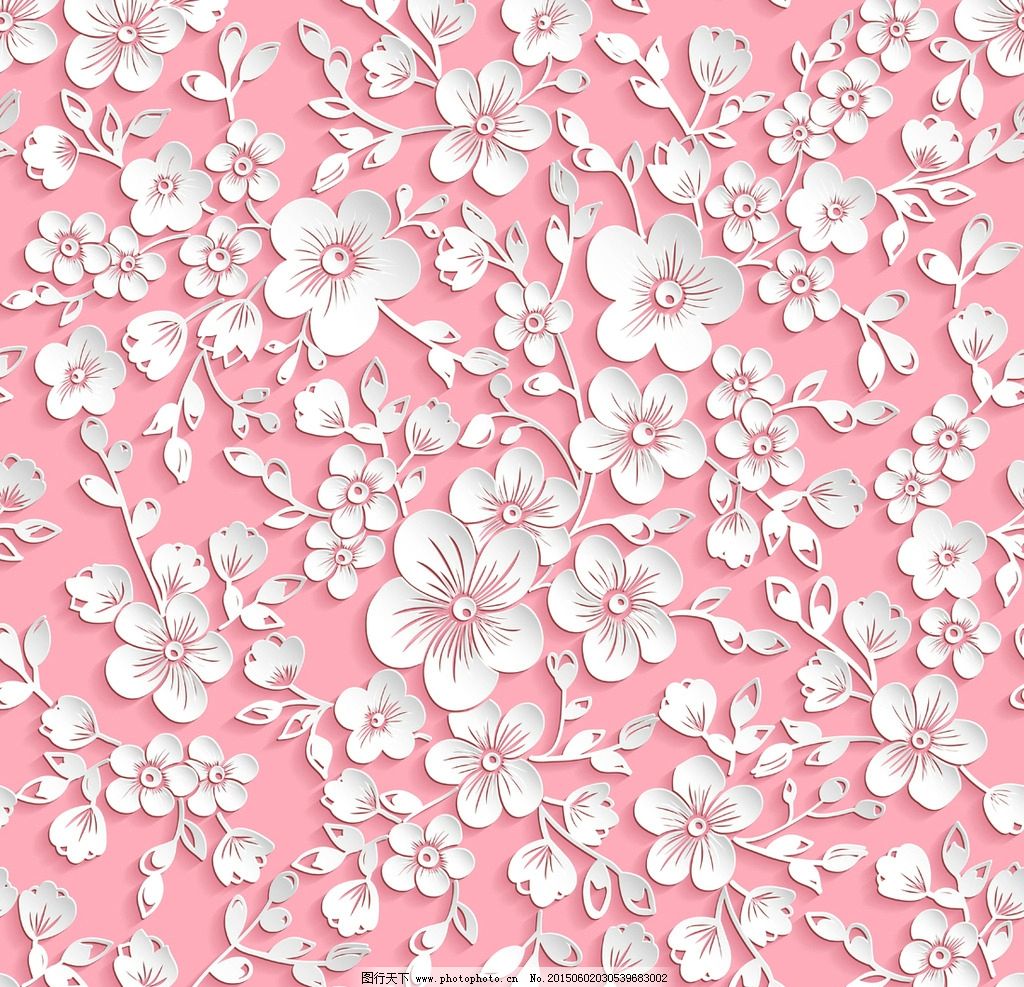 桃花剪纸-樱花花纹图案