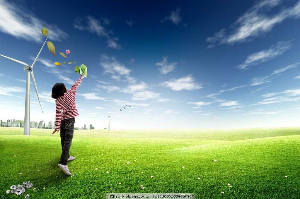 孩子放飞理想纸飞机