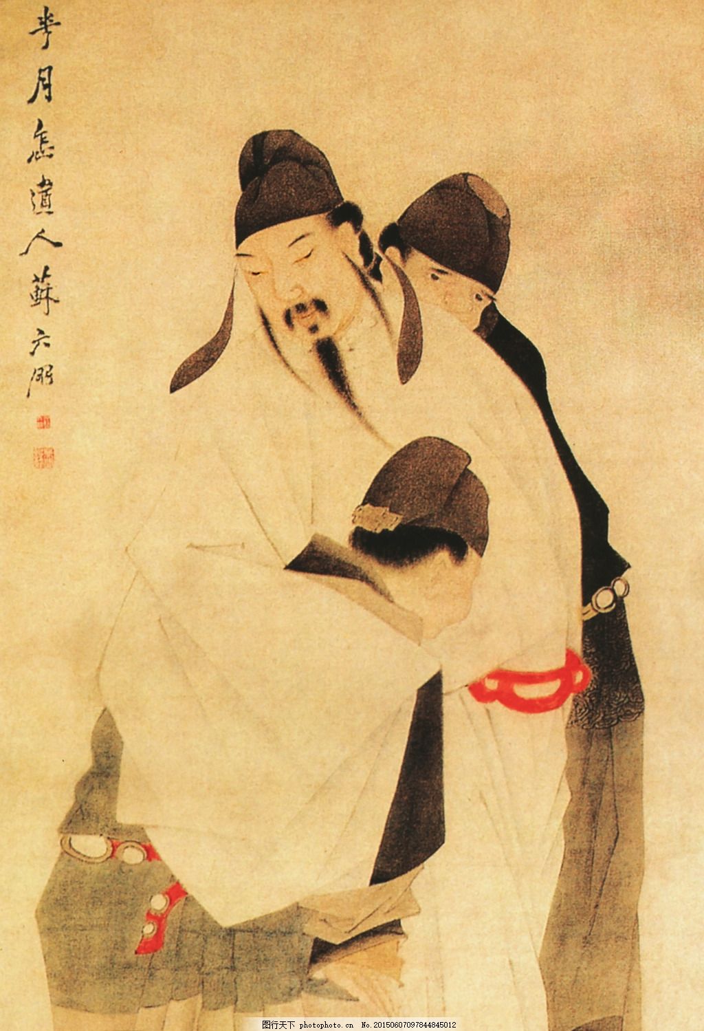 李白水墨画 诗人 古人 黄色