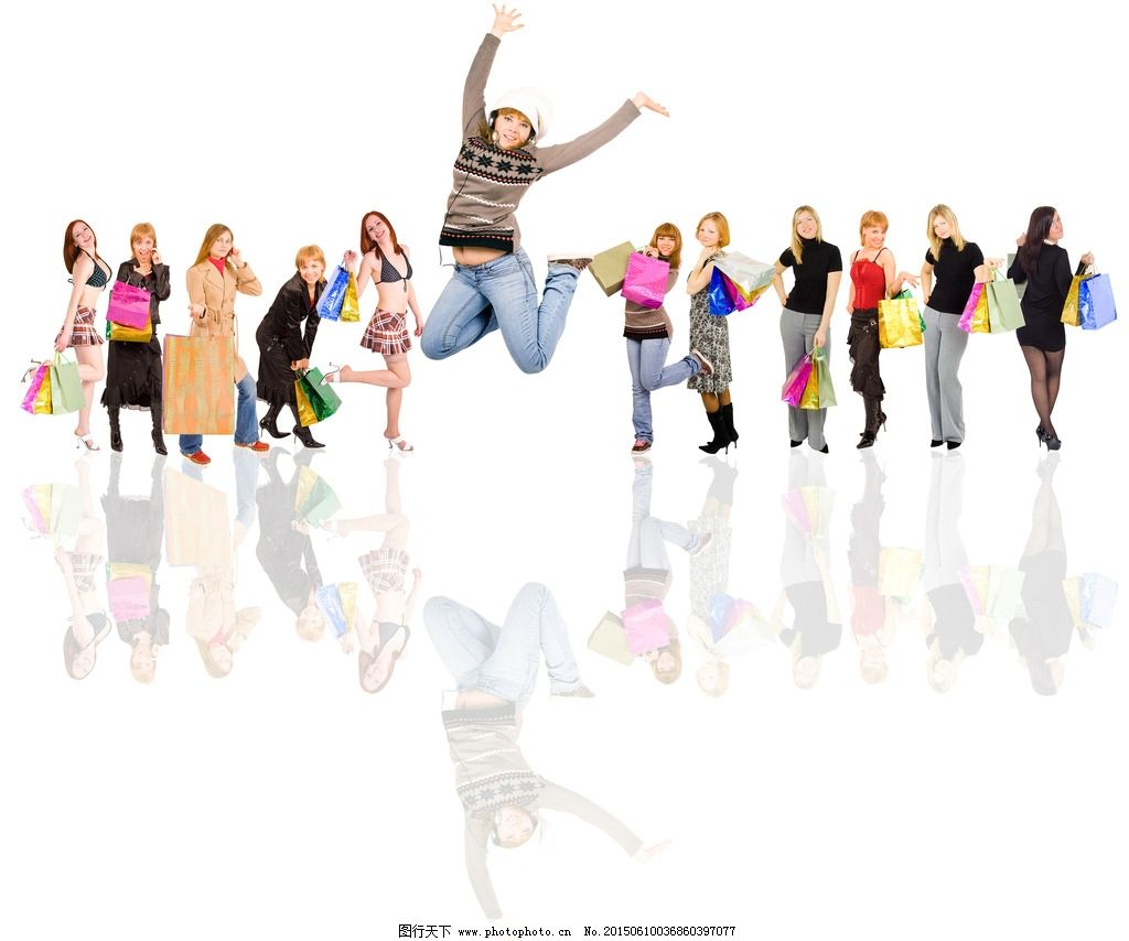 一群购物美女图片
