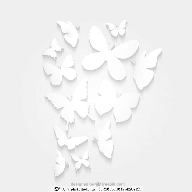 纸蝴蝶轮廓包,平面 三维 下落 形状 阴影 切割 包装-图行天下图库