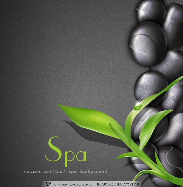 美容养颜SPA元素,保养 健康 绿叶 石头 水珠 按