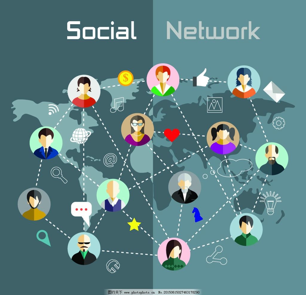 网站 媒体 团队 商务人物 手绘 人物头像 社交媒体 互联网社交 网络