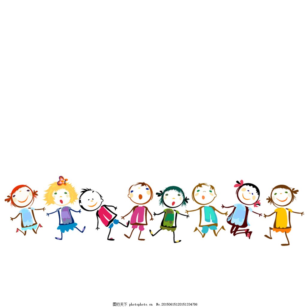 超可爱彩绘儿童矢量插画素材 彩绘 儿童 插画 矢量 手拉手 eps 白色