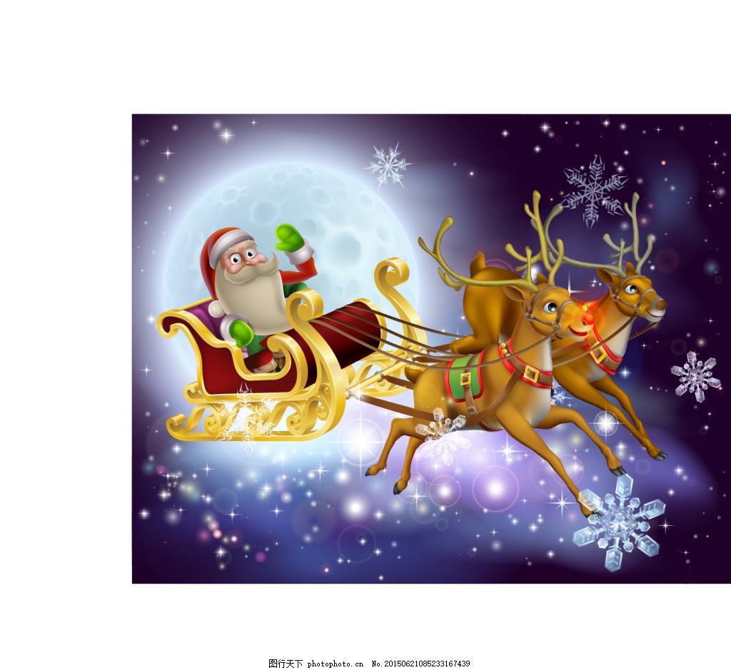 圣诞雪橇,卡通圣诞老人 麋鹿 展板 礼物 圣诞节主题-图行天下图库