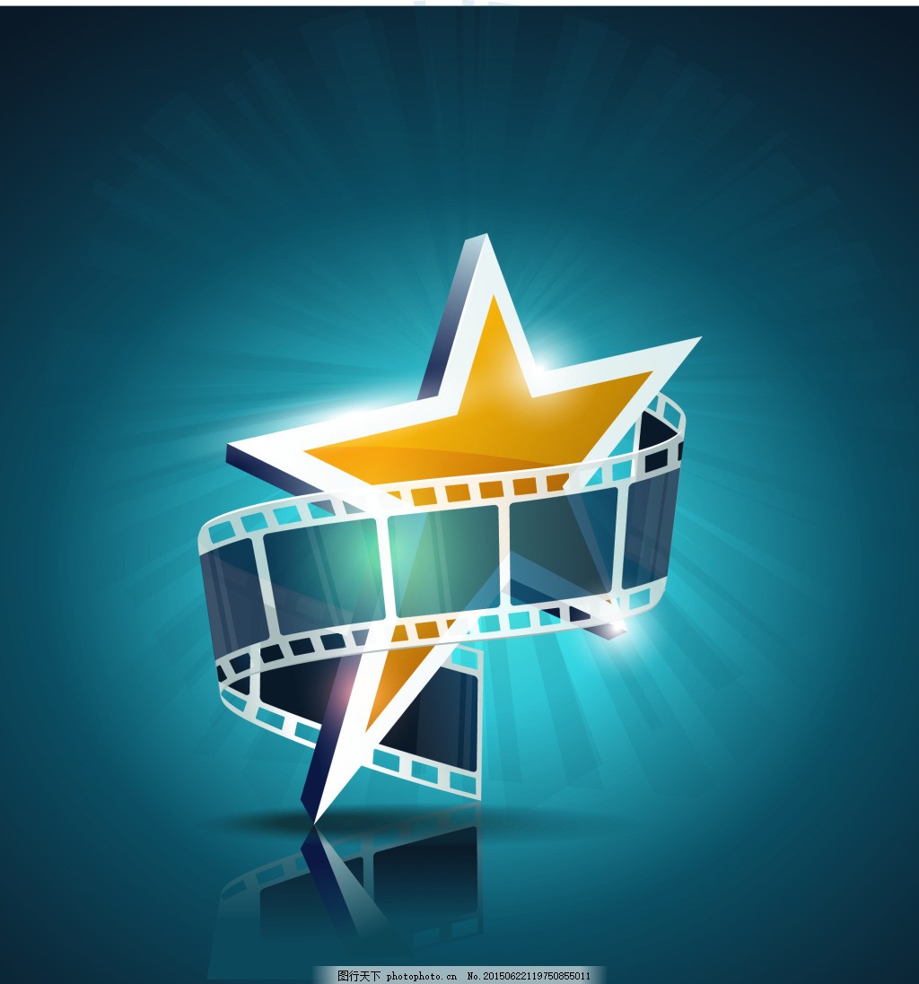 星星和胶片,电影 青色 天蓝色-图行天下图库