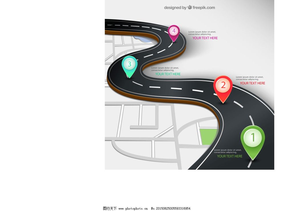 道路地标信息图,道路地标信息图免费下载 简约 曲线-图行天下图库