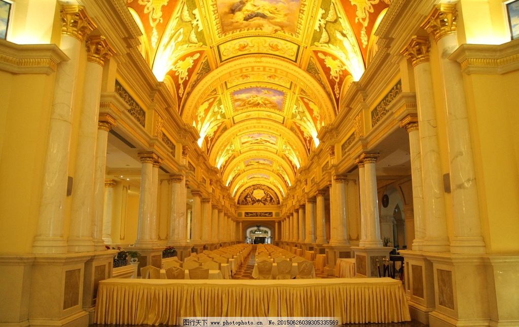 酒店摄影 罗马柱 一点透视 空间 拓展空间 欧式风格 会场布置 金碧