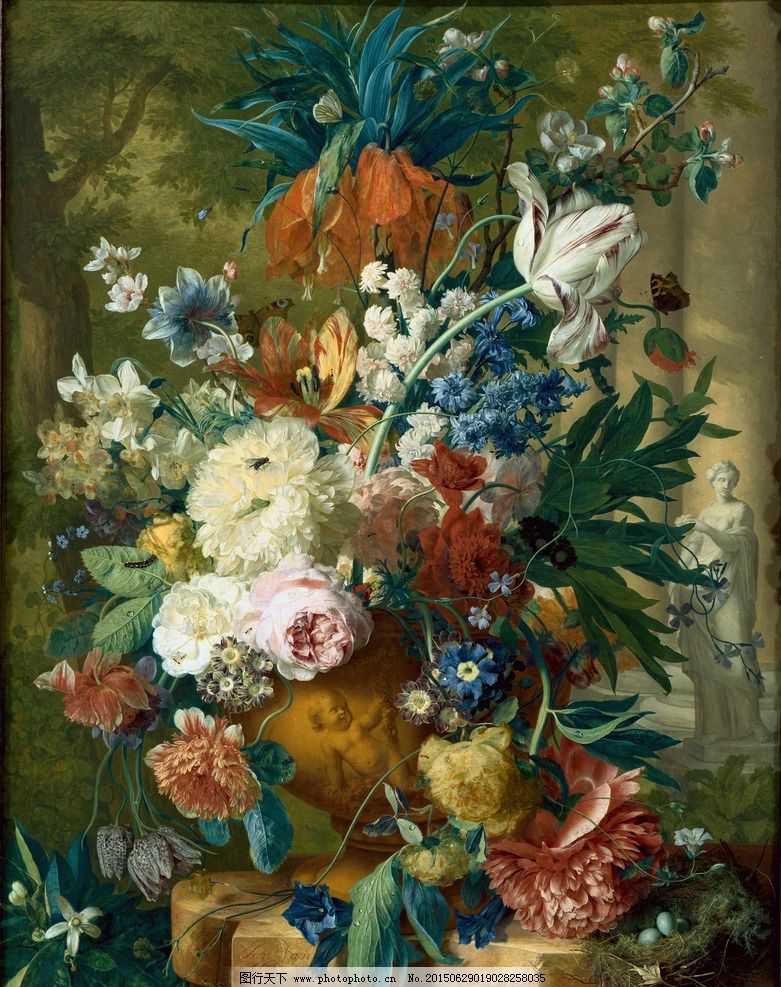 蝴蝶 花卉 鲜花 花瓶 装饰画 无框画 欧式油画 唯美 油画艺术 古典油画 写实油画 绘画 艺术 油画静物 设计 文化艺术 绘画书法 2000DPI JPG