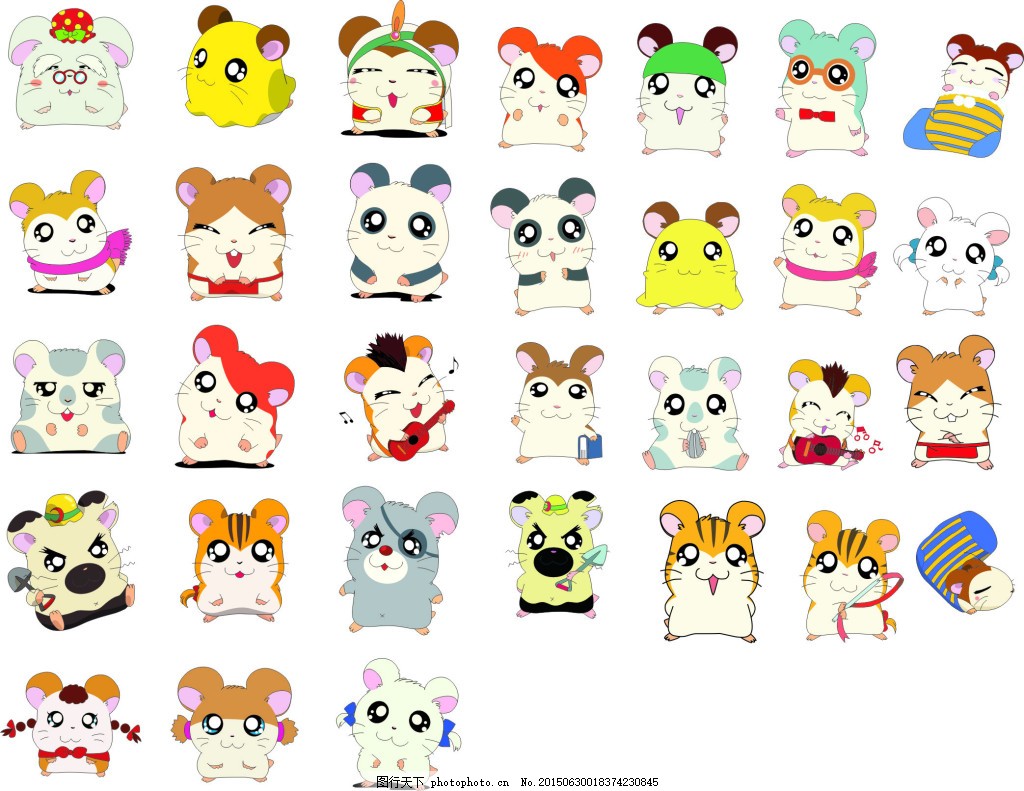 哈姆太郎可爱动漫矢量图