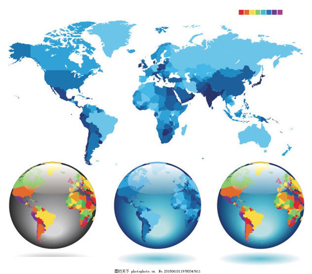 矢量彩色世界地图图片_装饰图案_设计元素-图行天下素材网